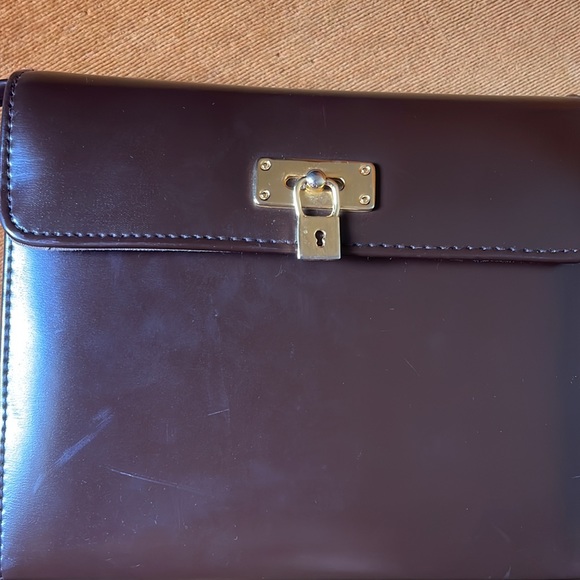 Vintage accordion style brown leather shoulder bag purse - Picture 2 of 9